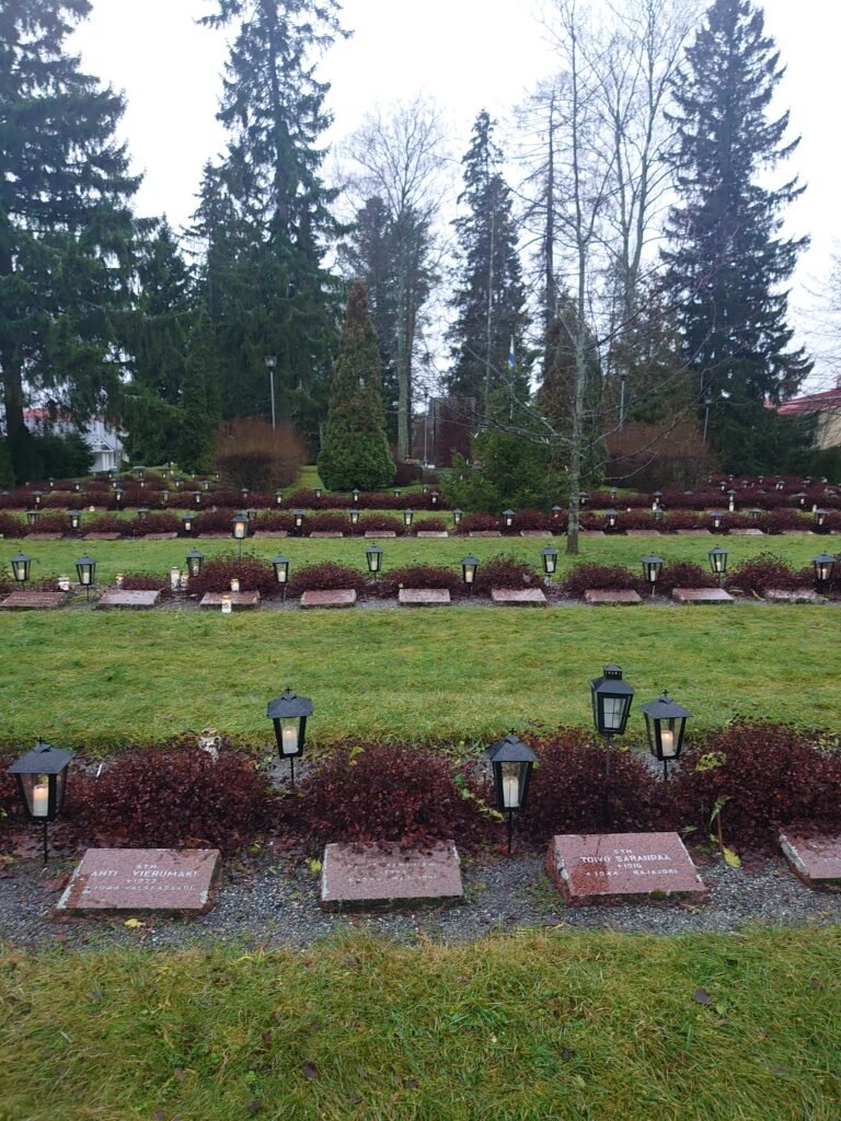 War heroes' cemetery in Ylistaro with decorated grave